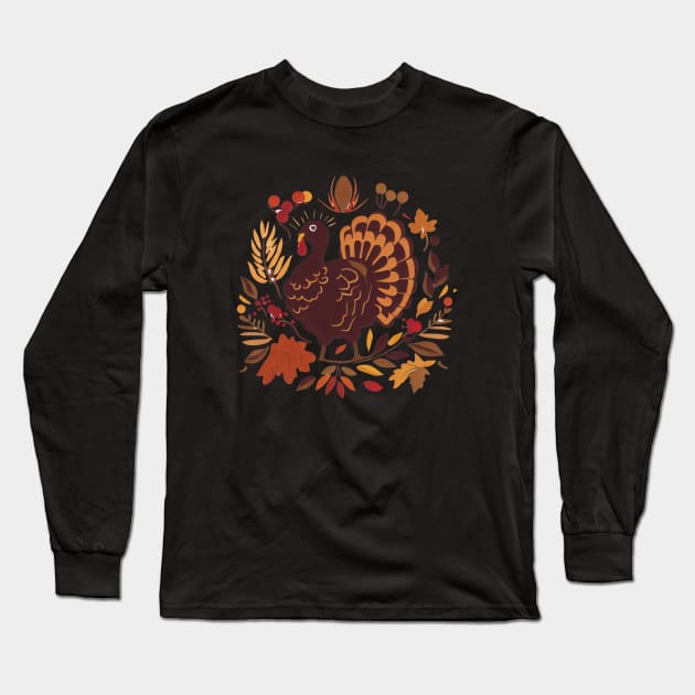 Thanksgiving Treasures: Turkeys, Harvest, and Gratitude Long Sleeve T-Shirt by FromHamburg